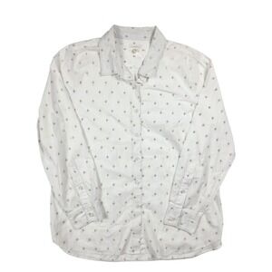 Garnet‎ Hill Organic Pima Cotton Star Floral Button Up L/S Shirt Women's Size 12